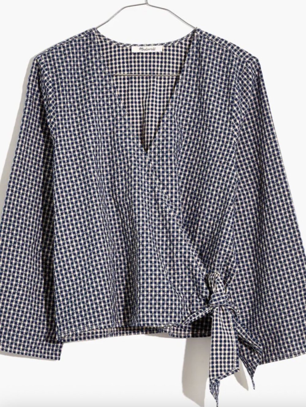 Madewell Textured Cotton Wrap Top Size Small